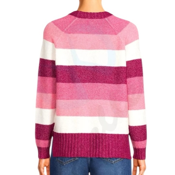 🌺 5 x 25 🌺 Time and Tru Women's Super Soft Pullover Pink Stripe Sweater SzM 8-10 - Picture 2 of 6